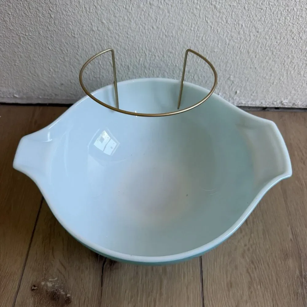 2 Vintage 1958 Pyrex Cinderella Hot Air Balloons Turquoise Batter Bowls
